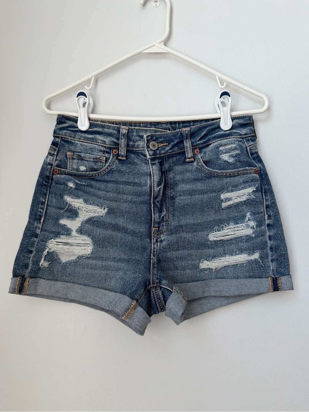 American Eagle Outfitters Distressed Dark Blue Denim Jean Shorts